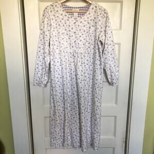 Vintage Go Softly Floral 100% Cotton Nightgown M Purple White Cottagecore Praire